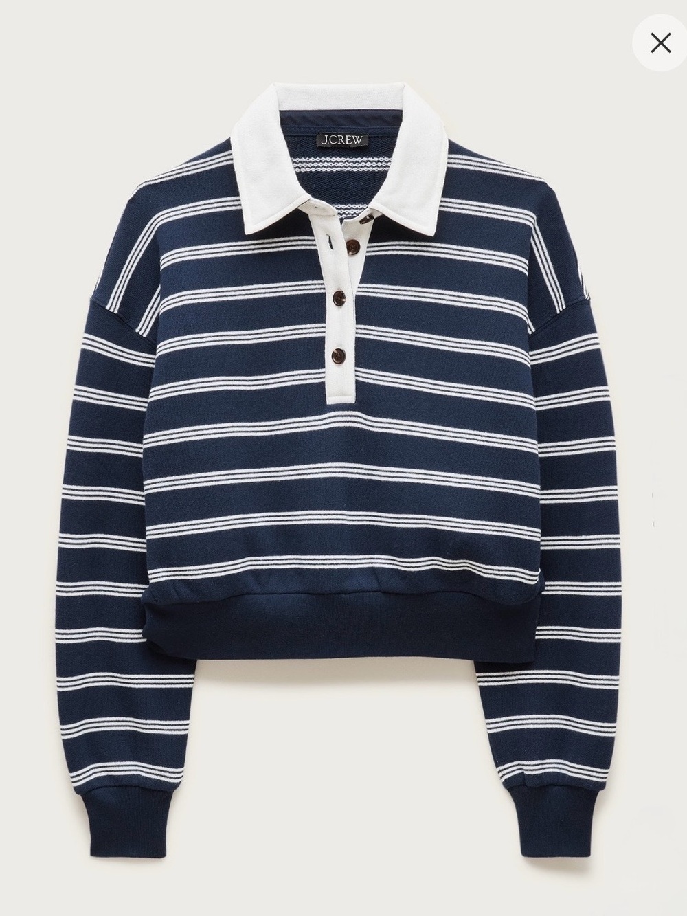 J. Crew Heritage Terry Cotton Rugby Sweatshirt in stripe, Medium